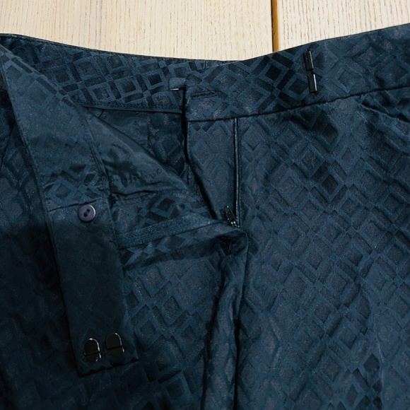 Elie Tahari trouser Pants Women 2 Black Diamond Pattern office geometric pleated - Picture 11 of 17